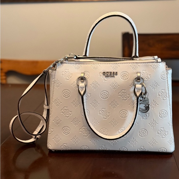 Guess Embossed White Satchel - Picture 1 of 3